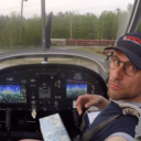 Davide Pierini nella cabina di pilotaggio