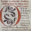 Un capolettera decorato da un manoscritto del Cur Deus homo del XII secolo